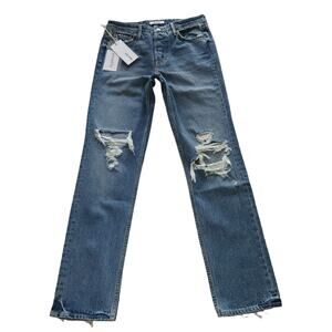 GRLFRND Helena distressed straight leg high waist jeans in Ready To Go Sz 26 NEW